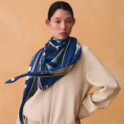 ブルー - レディス, スカーフ、ショール＆マフラー, カシミアストール